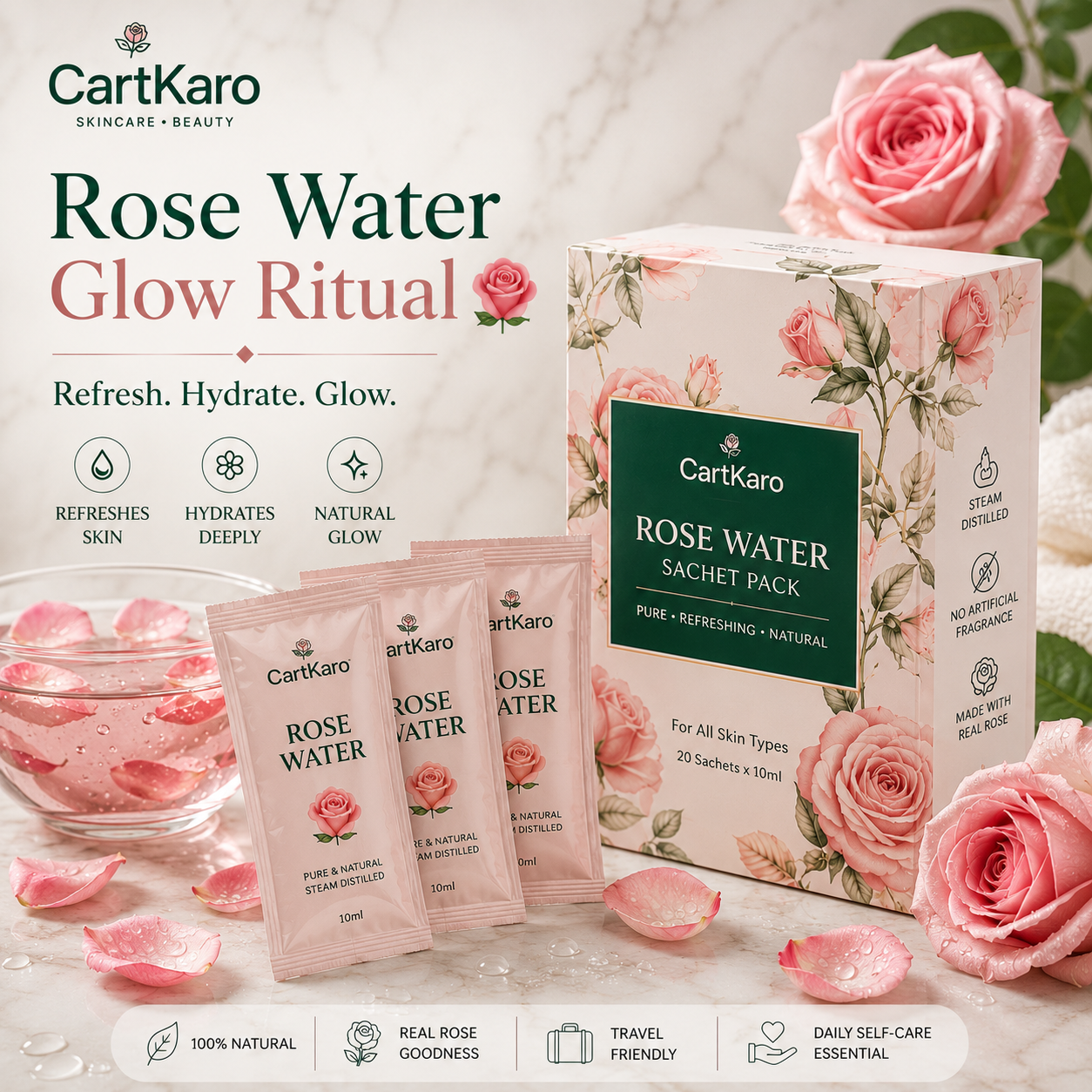 CartKaro Rose Water Sachet Pack 🌹