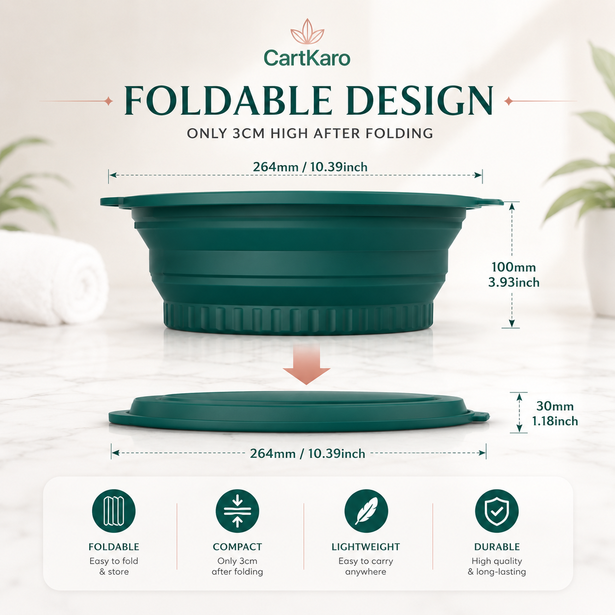Portable and foldable facial ice cube bowl