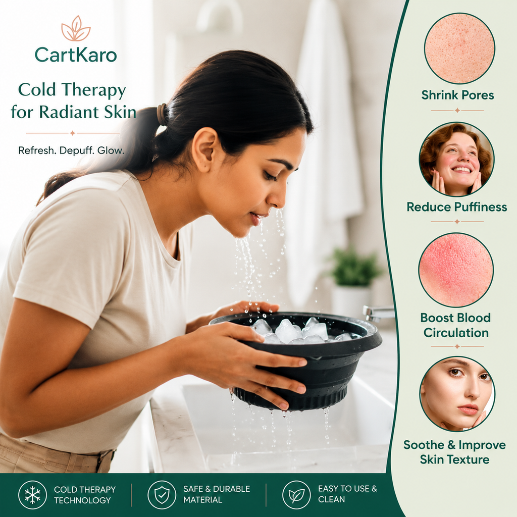 Portable and foldable facial ice cube bowl